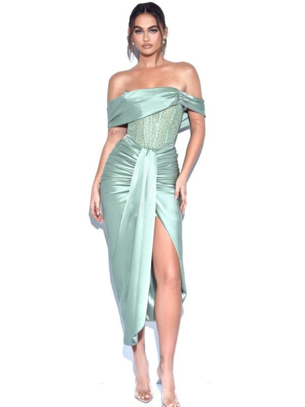 Crystal Corset Satin Gown